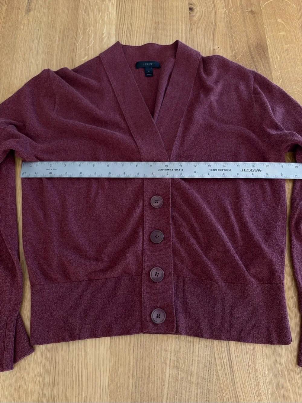 J. Crew Women’s Burgundy V-Neck Crop Cardigan Sweater | Medium